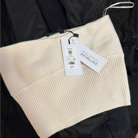 Cream Ribbed Knit Tube Top - Picture 2 of 4